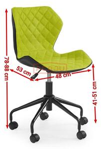 Scaun ergonomic de birou copii verde-negru Matrix, 48X53X78/88 CM