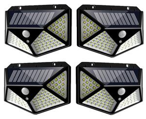 Set 4 Lampi ULTRA 100 LED Solare cu senzor de miscare si lumina 3 moduri ILUMINARE