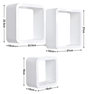 Rafturi de perete set 3 cuburi Ana, alb, 27x27x10 cm