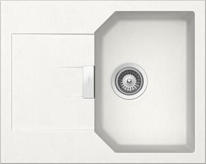 Chiuveta bucatarie Schock Manhattan D-100XS Cristalite Alpina 640 x 510 mm, granit, reversibila, montare pe blat, alb
