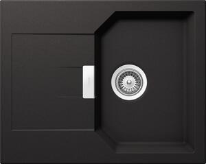 Chiuveta bucatarie Schock Manhattan D-100XS Cristalite Nero 640 x 510 mm, granit, reversibila, montare pe blat, negru