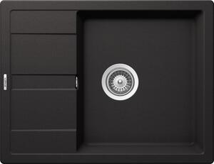 Chiuveta bucatarie Schock Ronda D-100L Cristalite Nero 650 x 500 mm, granit, reversibila, montare pe blat, negru