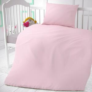 Lenjerie de pat din bumbac pentru pătuț roz, 90 x 135 cm, 45 x 60 cm