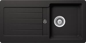 Chiuveta bucatarie Schock Typos D-100S Cristalite Nero 860 x 435 mm, granit, reversibila, montare pe blat, negru