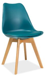 Scaun tapitat cu piele ecologica albastra Kris, 49X43X83