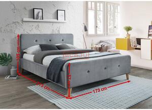 Pat dormitor confortabil albastru Malmo 160, somiera inclusa, 215X173X