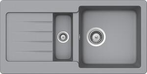 Chiuveta bucatarie Schock Typos D-150S Cristalite Croma 860 x 435 mm, granit, reversibila, montare pe blat, gri