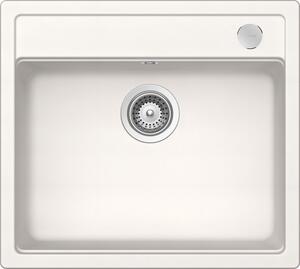 Chiuveta bucatarie Schock Mono N-100 Cristadur Polaris 570 x 510 mm cu sifon automat, granit, montare pe blat, alb polar