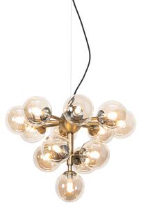 Lampa suspendata bronz cu sticla chihlimbar 13 lumini - Bianca