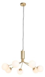 Lampa suspendata moderna aurie cu sticla opal 7 lumini - Coby