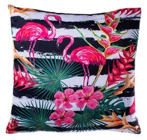 Față de pernă Flamingo flori, 40 x 40 cm