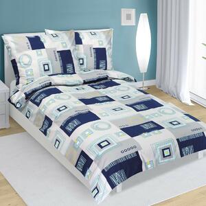 Lenjerie de pat Pătrate, din bumbac, albastru, 140 x 200 cm, 70 x 90 cm