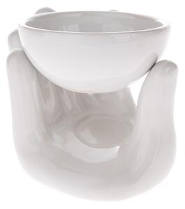 Aroma-lampă ceramică Hand, alb, 12,5 x 10 cm