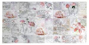 Panou decorativ, PVC, model floral, roz si bej, 96x48.5 cm