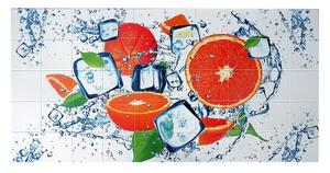 Panou decorativ, PVC, model portocale, alb si portocaliu, 96x48.5 cm