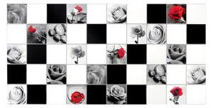 Panou decorativ, PVC, model trandafir, alb, negru si rosu, 96x48.5 cm 