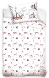 Lenjerie de pat, din bumbac, pentru copii Vulpea Iepure, 100 x 135 cm, 40 x 60 cm