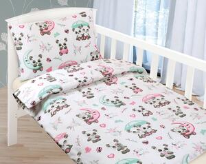 Lenjerie de pat din bumbac, pentru copii, AgataUrsuleț Panda, 90 x 135 cm, 45 x 60 cm