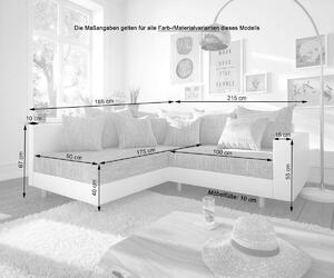 Colțar modular cu taburet inclus Justin L Grey White 215x185 cm