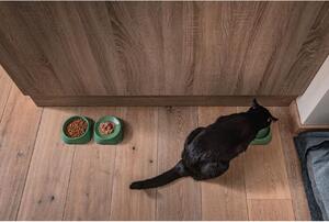 Castron, bol, plat, pentru caine, pisica, suporti antiderapanti, PET reciclat, verde, 13x13x3.6 cm