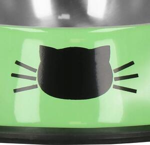 Castron, bol, pentru caine, pisica, rotund, inox, verde, 12 cm