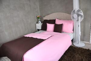 ASTOREO Lenjerie de pat monocolor bumbac - roz/maro - Mărimea 140x200 + 70x90 cm