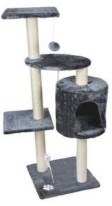 Ansamblu de joaca pentru pisici, cu platforme si soricel, gri si bej, 40x40x110 cm, Malatec