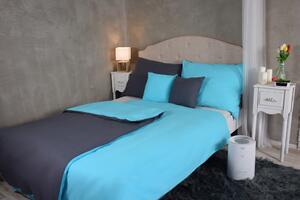 ASTOREO Lenjerie de pat monocolor bumbac - albastru/gri închis - Mărimea 140x200 + 70x90 cm