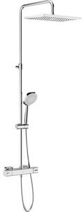 Sistem de duș termostatat Roca Level-T duș fix 24,5x36,5 cm, pară duș 3 funcții, crom