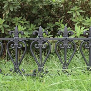 Gard de gradina decorativ, plastic negru, set 4 buc, 57x32.5 cm