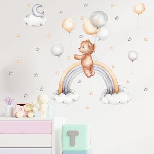 Autocolant de perete "Pisica cu baloane" 47x56cm