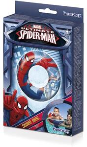 Colac inot pentru copii, gonflabil, model Spiderman, albastru, 56 cm, Bestway
