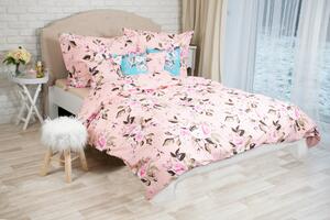 ASTOREO Lenjerie de pat din bumbac FLORAL - roz - Mărimea pat indiv. 140x200+ 1x70x90 cm