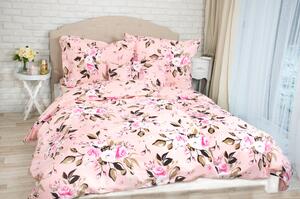 ASTOREO Lenjerie de pat din bumbac FLORAL - roz - Mărimea pat dublu 220x200 + 2x70x90 cm