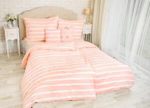 ASTOREO Lenjerie de pat din bumbac cu dungi - roz - Mărimea pat indiv 140x200 + 1x70x90 cm