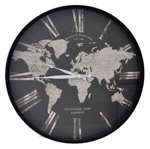 ASTOREO Ceas de perete Lumea - negru - Mărimea 58 x 58 x 6 cm