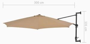 Umbrela de soare cu montaj pe perete, Reda Grej, Ø300xH131 cm
