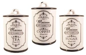 Set Ceramic PARIS, 3 recipiente pentru depozitare, Alb