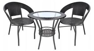 Set mobilier gradina/terasa/balcon, poliratan, negru, 1 masa, 2 scaune, Melissa