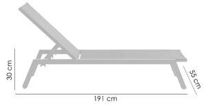 Sezlong pentru gradina, metalic/textilen, reglabil, negru, 191x55x31 cm