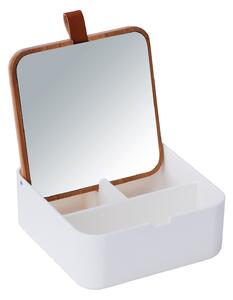 ASTOREO Organizator pentru cosmetice, cu oglindă - alb - Mărimea 14 x 5,5 x 14 cm