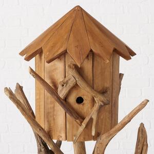 Casuta decorativa pentru pasari, din lemn de tec Calva Natur, Ø50xH150 cm