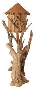 Casuta decorativa pentru pasari, din lemn de tec Calva Natur, Ø50xH150 cm