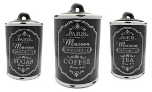 Set Ceramic PARIS, 3 recipiente pentru depozitare, Negru