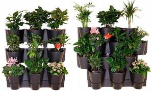 Ghivece decorative de flori, modular, antracit, 12x0.75 L, set 12 buc, 67x17.7x57 cm, Cascade Wall