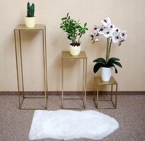 Suport pentru ghivece de flori, patrat, metalic, auriu, 30x30x90 cm