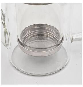 Ceainic din Sticla cu infuzor si capac metalic, 600 ml