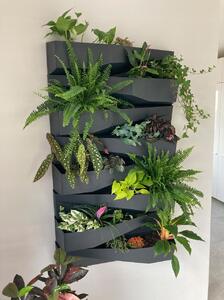Set 2 ghivece decorative de flori, modular, antracit, 78x19x35 cm, Cascade Garden Wall