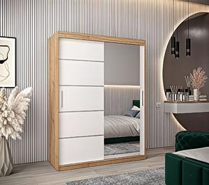 Dressing Sebastian, 140x60x200cm, cu oglinda, Sonoma Alb, Pal 18 mm