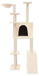 Ansamblu de pisici cu stâlpi din funie de sisal, crem, 166 cm